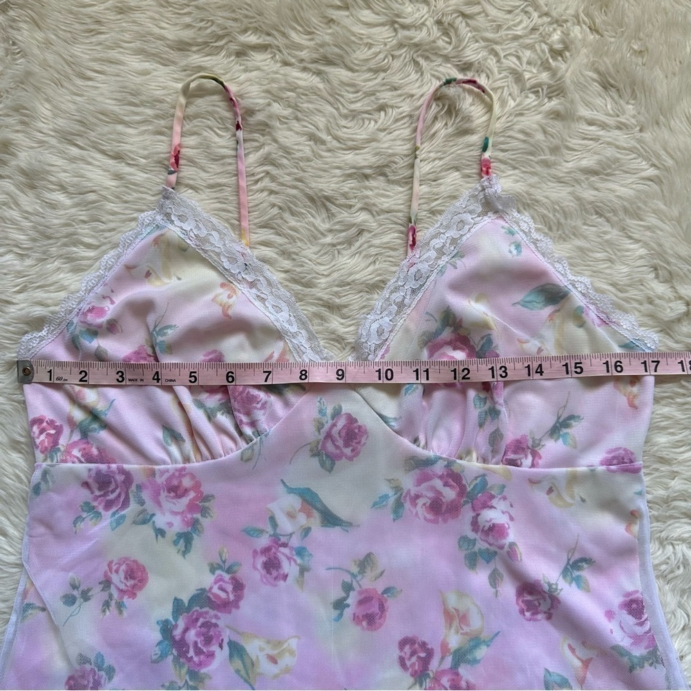 Pucker Up Slip Nightgown Sleepwear Vintage Floral Lace Pink L - Picture 9 of 12